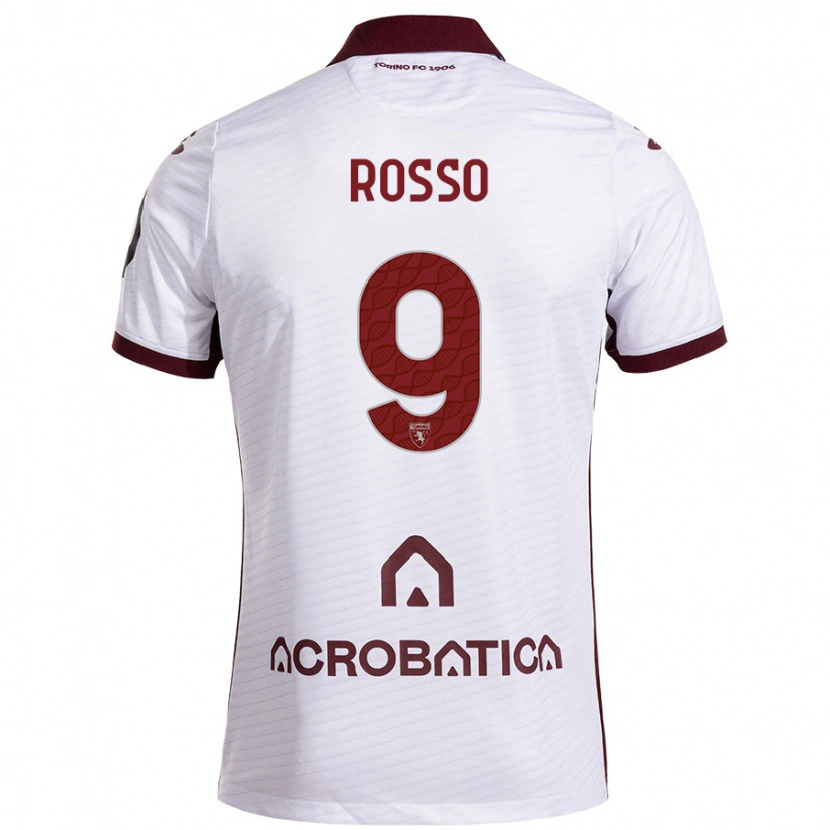 Danxen Men Eleonora Rosso #9 White Maroon Away Jersey 2024/25 T-Shirt