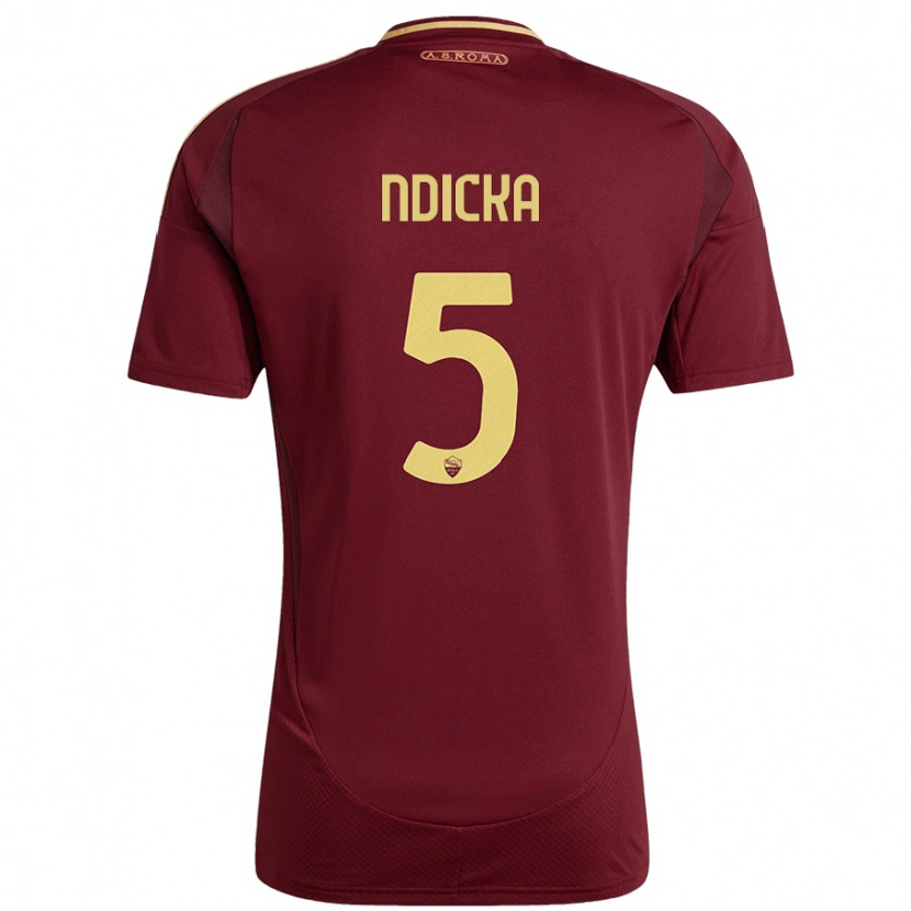 Danxen Women Evan Ndicka #5 Red Brown Gold Home Jersey 2024/25 T-Shirt