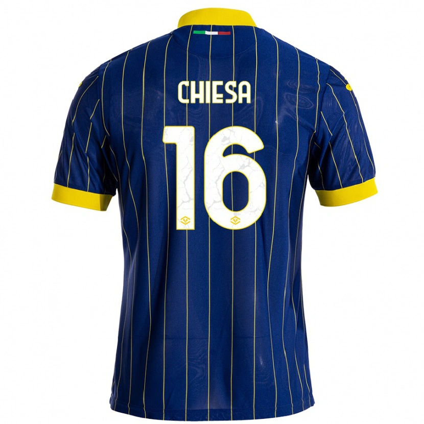 Danxen Women Mattia Chiesa #16 Blue Yellow Home Jersey 2024/25 T-Shirt