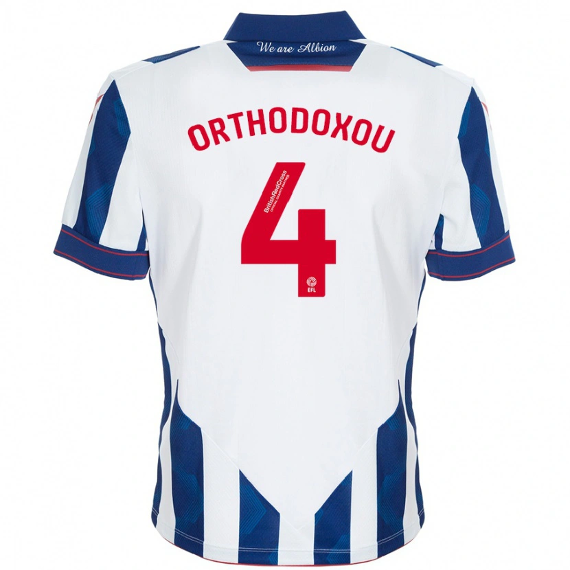 Danxen Kid Francesca Orthodoxou #4 White Dark Blue Home Jersey 2024/25 T-Shirt