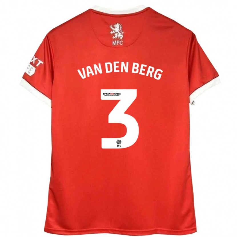 Danxen Kid Rav Van Den Berg #3 Red White Home Jersey 2024/25 T-Shirt