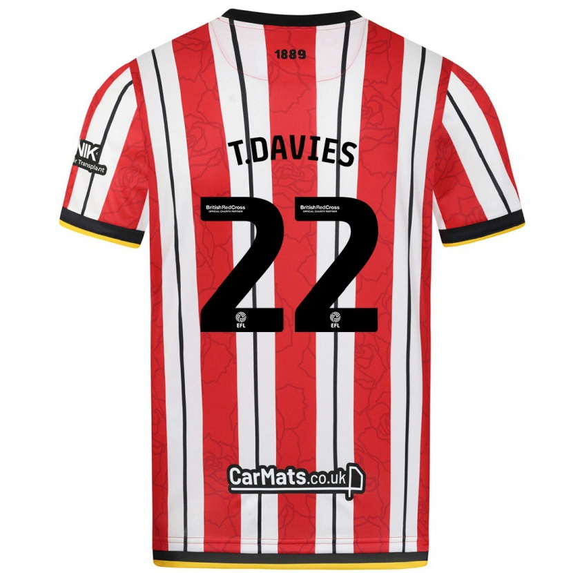 Danxen Kid Tom Davies #22 Red White Stripes Home Jersey 2024/25 T-Shirt