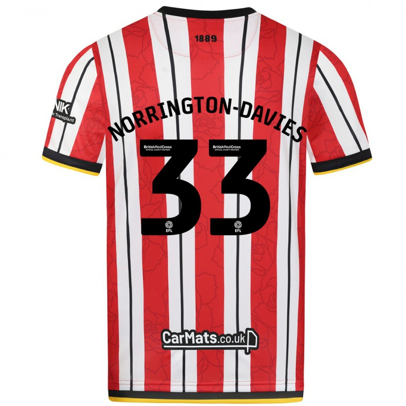 Danxen Kid Rhys Norrington-Davies #33 Red White Stripes Home Jersey 2024/25 T-Shirt