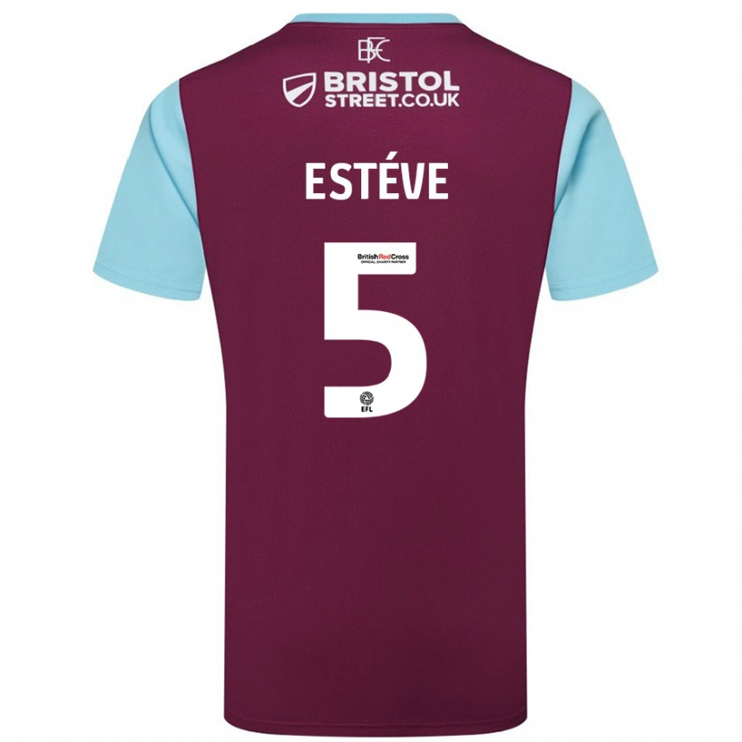 Danxen Kid Maxime Estève #5 Burgundy Sky Blue Home Jersey 2024/25 T-Shirt