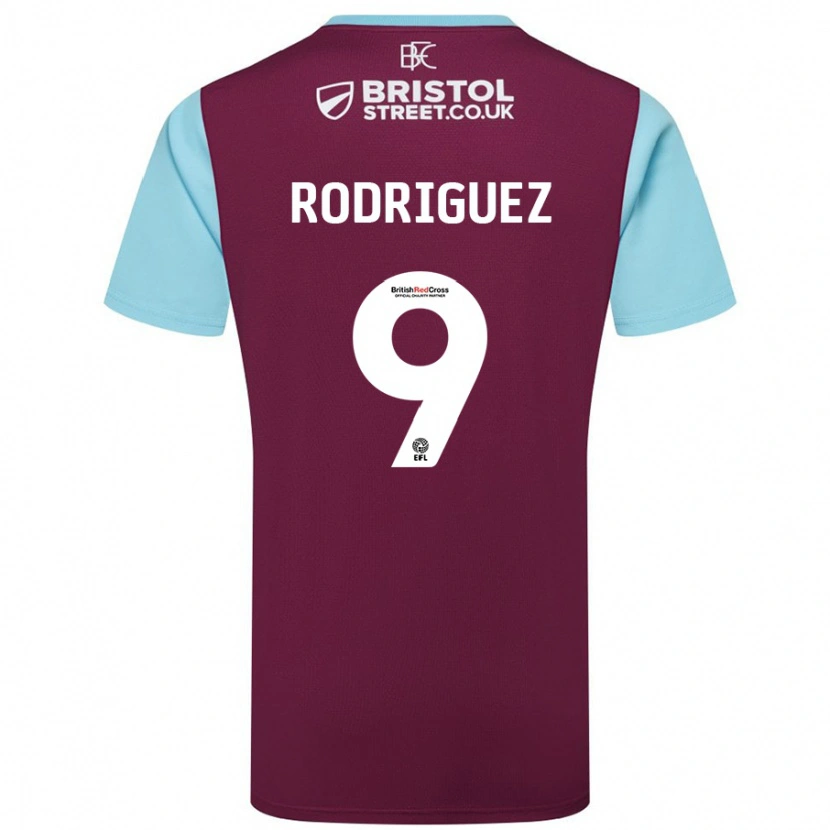 Danxen Kid Jay Rodríguez #9 Burgundy Sky Blue Home Jersey 2024/25 T-Shirt