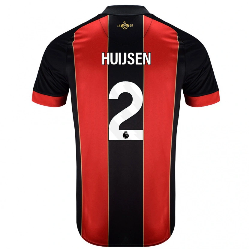 Danxen Kid Dean Huijsen #2 Red Black Home Jersey 2024/25 T-Shirt