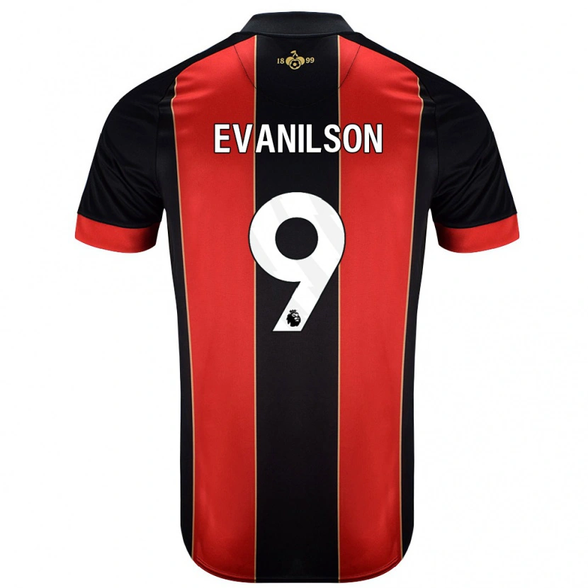 Danxen Kid Evanilson #9 Red Black Home Jersey 2024/25 T-Shirt