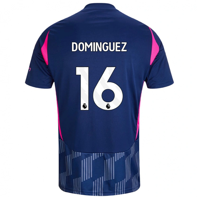 Danxen Kid Nicolás Domínguez #16 Royal Blue Pink Away Jersey 2024/25 T-Shirt