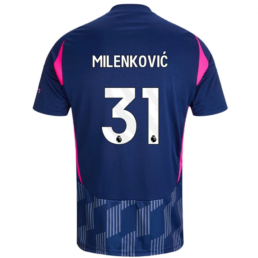 Danxen Kid Nikola Milenković #31 Royal Blue Pink Away Jersey 2024/25 T-Shirt