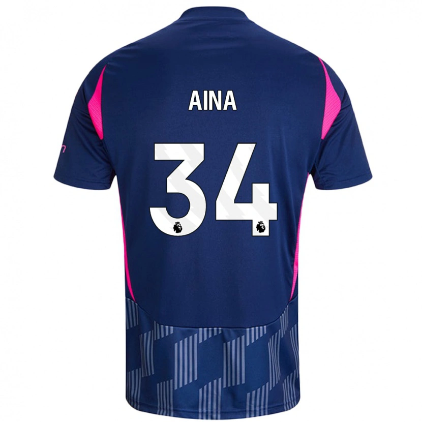 Danxen Kid Ola Aina #34 Royal Blue Pink Away Jersey 2024/25 T-Shirt