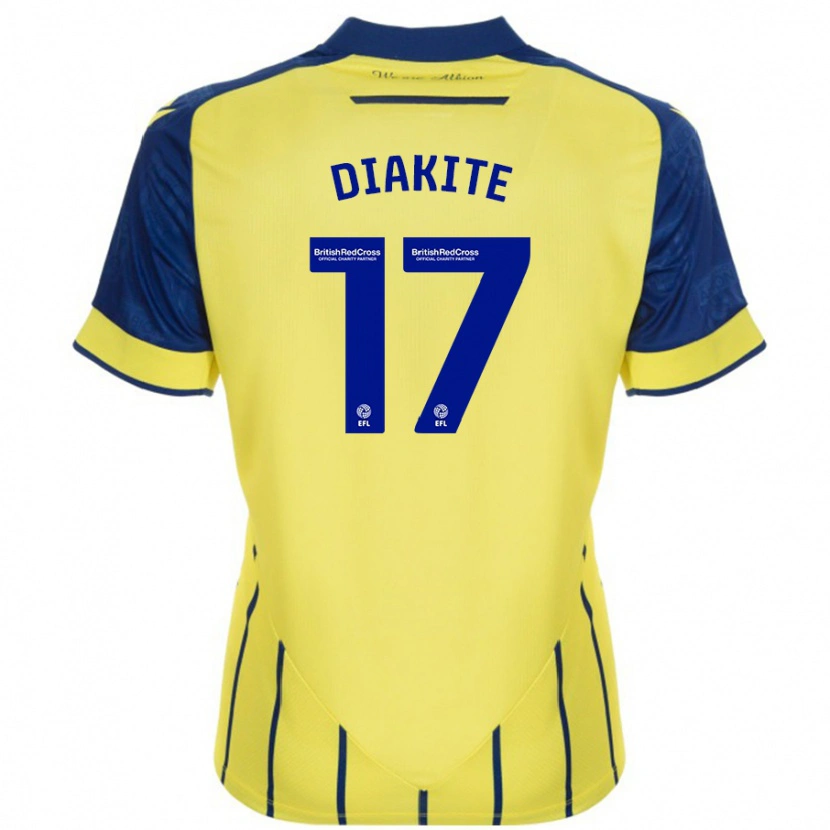 Danxen Kid Ousmane Diakité #17 Yellow Blue Away Jersey 2024/25 T-Shirt