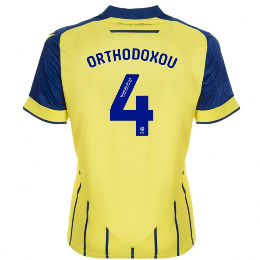 Danxen Kid Francesca Orthodoxou #4 Yellow Blue Away Jersey 2024/25 T-Shirt