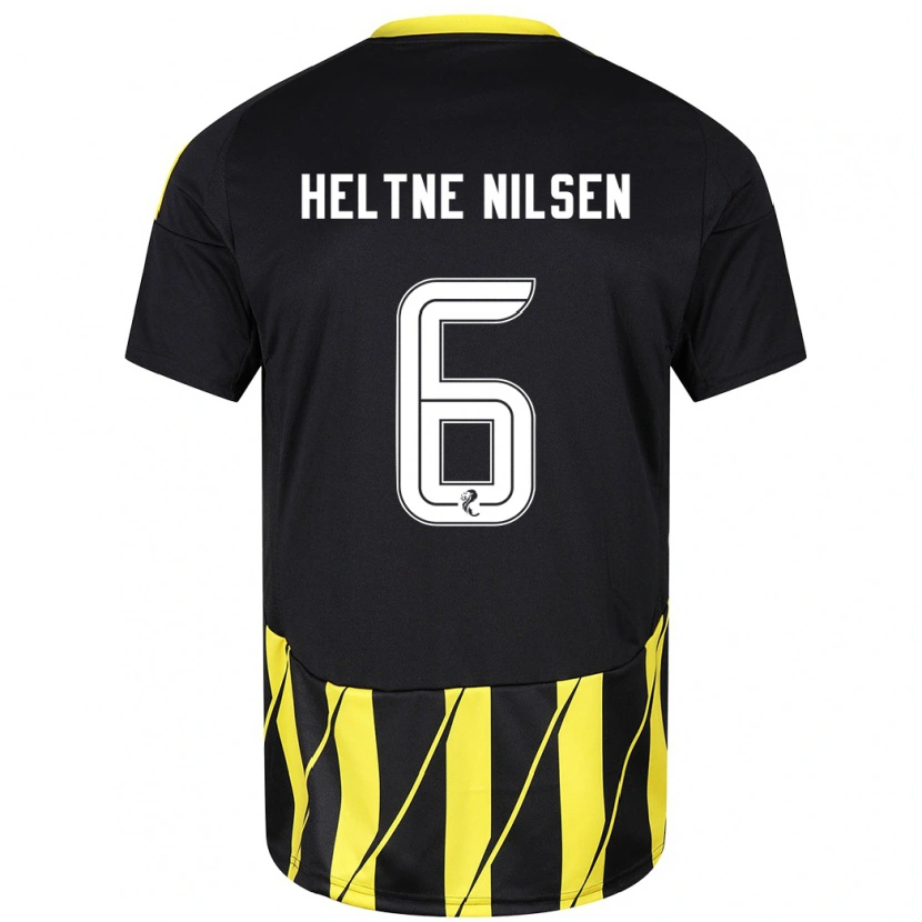 Danxen Kid Sivert Heltne Nilsen #6 Black Yellow Away Jersey 2024/25 T-Shirt