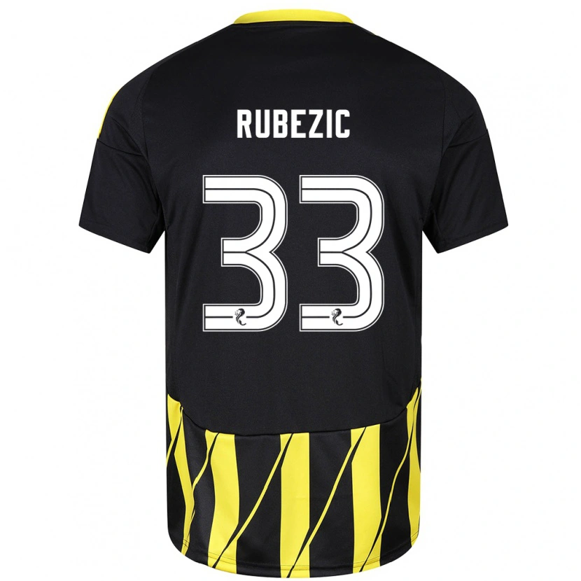 Danxen Kid Slobodan Rubezic #33 Black Yellow Away Jersey 2024/25 T-Shirt