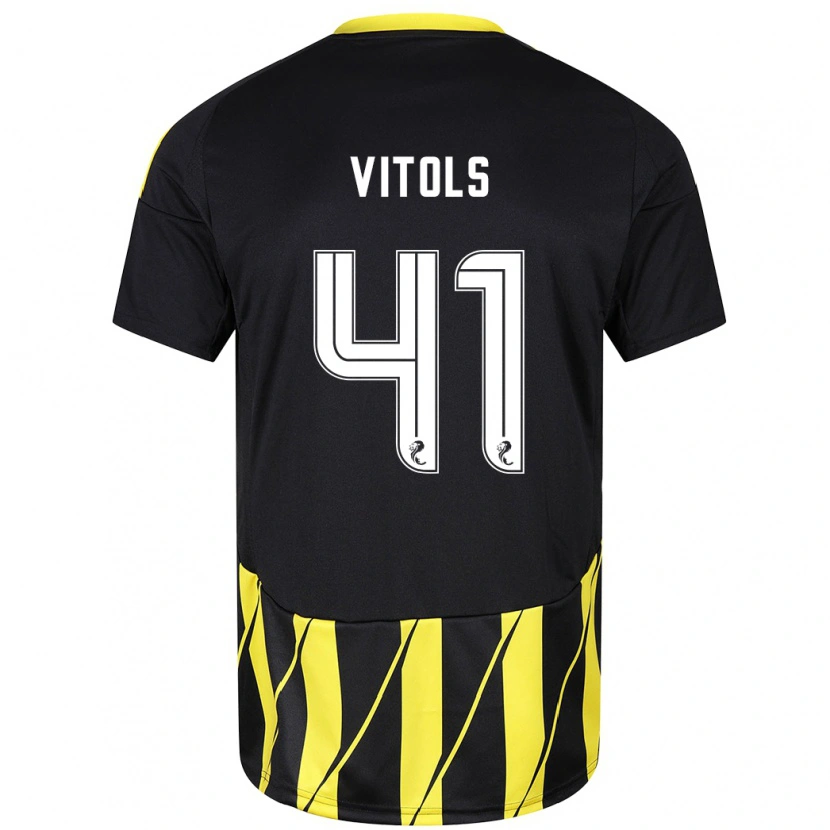 Danxen Kid Rodrigo Vitols #41 Black Yellow Away Jersey 2024/25 T-Shirt