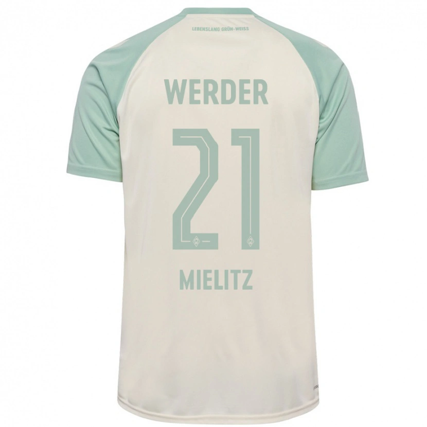 Danxen Kid Sebastian Mielitz #21 Off-White Light Green Away Jersey 2024/25 T-Shirt