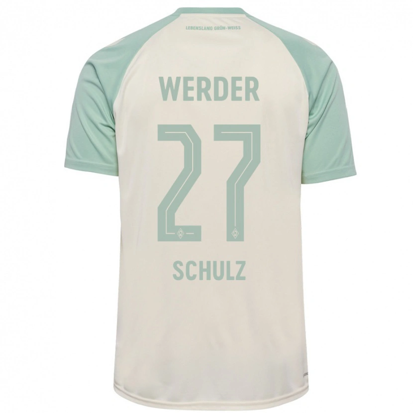 Danxen Kid Ole Schulz #27 Off-White Light Green Away Jersey 2024/25 T-Shirt