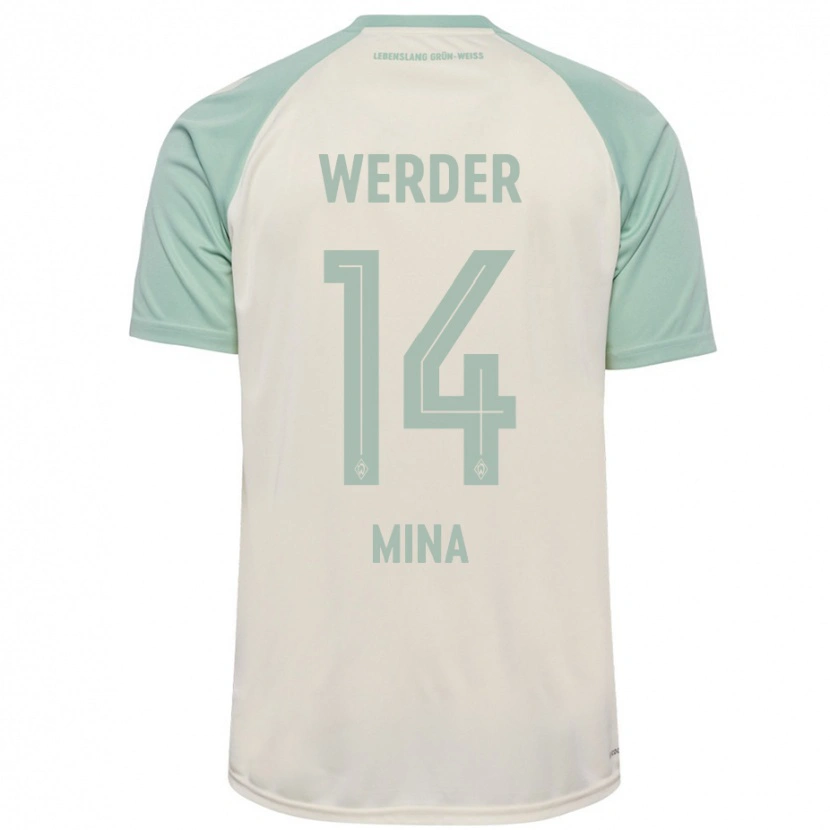 Danxen Kid Johan Mina #14 Off-White Light Green Away Jersey 2024/25 T-Shirt