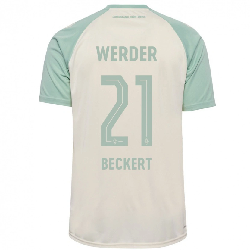 Danxen Kid Jonathan Beckert #21 Off-White Light Green Away Jersey 2024/25 T-Shirt