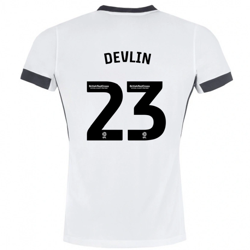 Danxen Kid Charlie Devlin #23 White Black Away Jersey 2024/25 T-Shirt