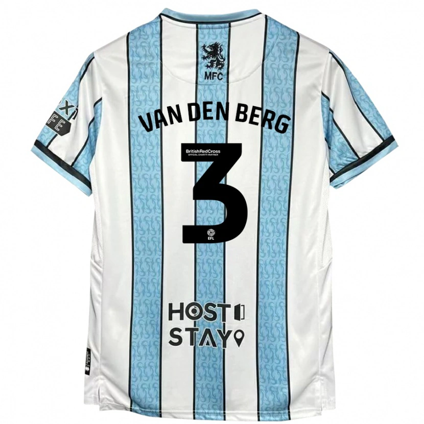 Danxen Kid Rav Van Den Berg #3 White Blue Away Jersey 2024/25 T-Shirt