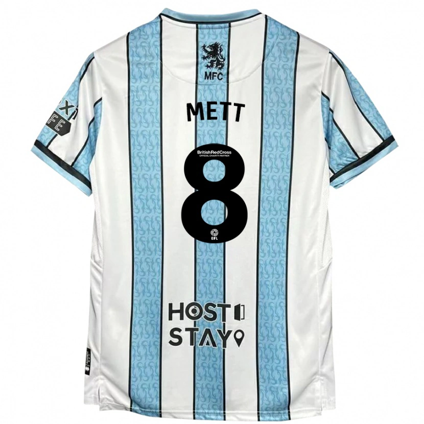 Danxen Kid Jessica Mett #8 White Blue Away Jersey 2024/25 T-Shirt