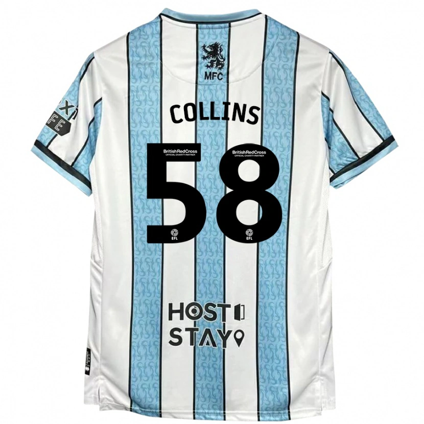 Danxen Kid Sam Collins #58 White Blue Away Jersey 2024/25 T-Shirt