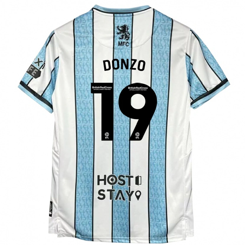 Danxen Kid Jolie Donzo #19 White Blue Away Jersey 2024/25 T-Shirt