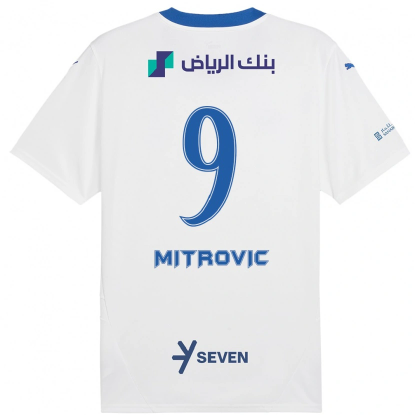 Danxen Kid Aleksandar Mitrović #9 White Blue Away Jersey 2024/25 T-Shirt