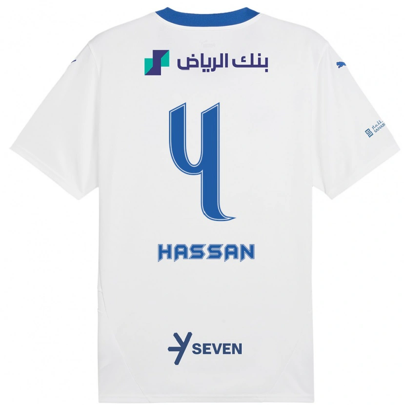 Danxen Kid Eman Hassan #4 White Blue Away Jersey 2024/25 T-Shirt