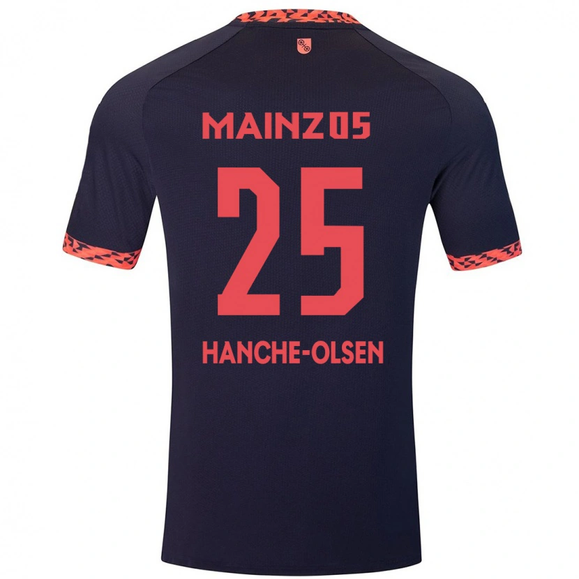 Danxen Kid Andreas Hanche-Olsen #25 Blue Coral Red Away Jersey 2024/25 T-Shirt