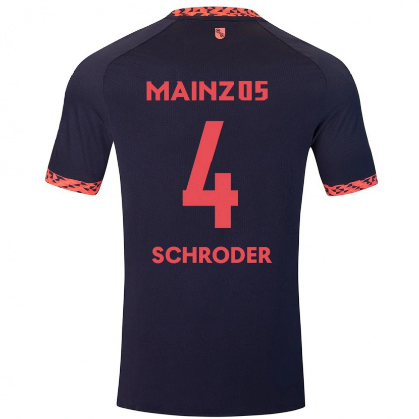 Danxen Kid Lara Schröder #4 Blue Coral Red Away Jersey 2024/25 T-Shirt