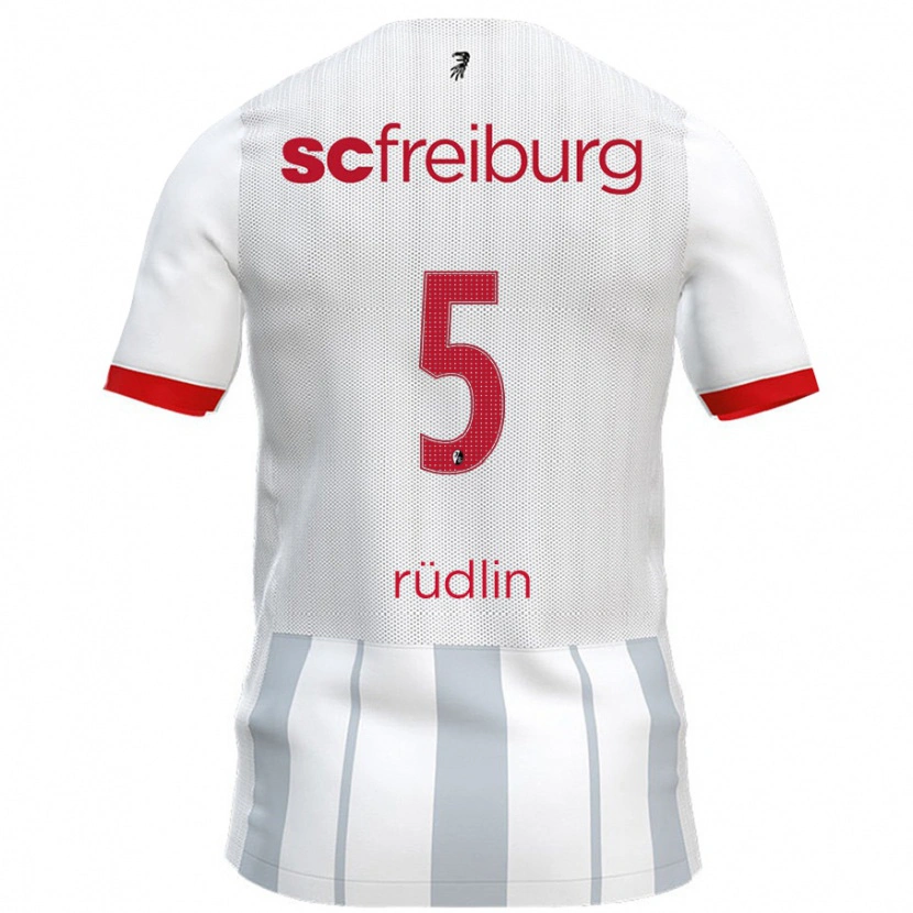 Danxen Kid Fabian Rüdlin #5 White Grey Away Jersey 2024/25 T-Shirt