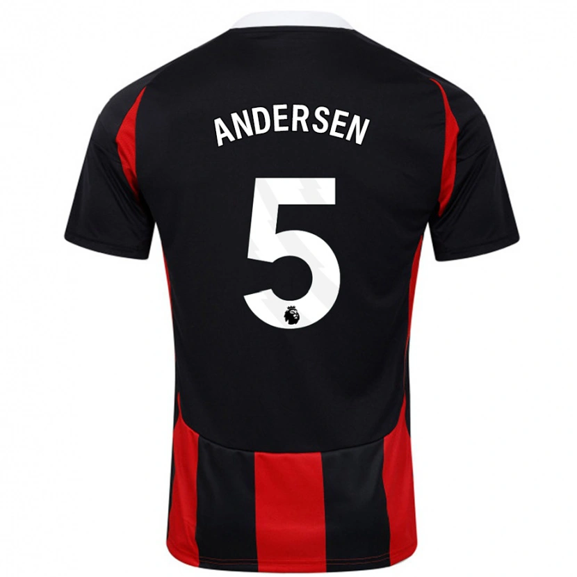 Danxen Kid Joachim Andersen #5 Black Red Away Jersey 2024/25 T-Shirt