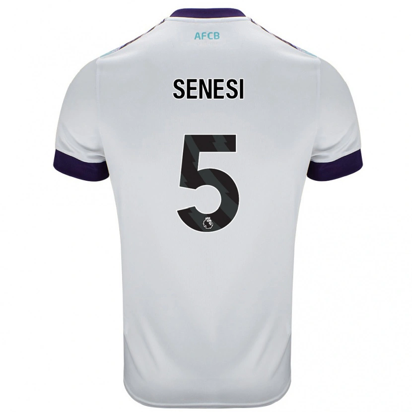 Danxen Kid Marcos Senesi #5 White Green Purple Away Jersey 2024/25 T-Shirt