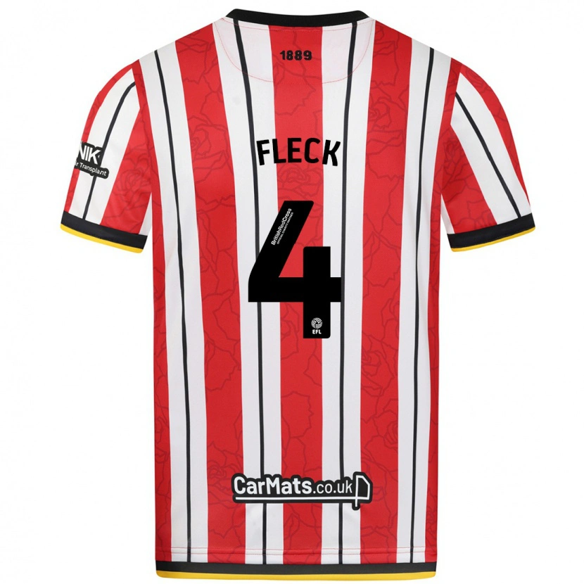 Danxen Men John Fleck #4 Red White Stripes Home Jersey 2024/25 T-Shirt