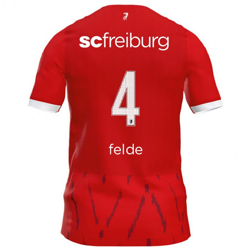 Danxen Men Meret Felde #4 Red Home Jersey 2024/25 T-Shirt