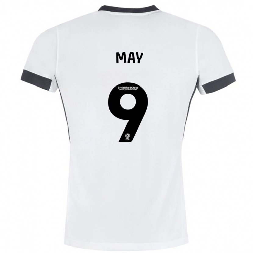 Danxen Men Alfie May #9 White Black Away Jersey 2024/25 T-Shirt