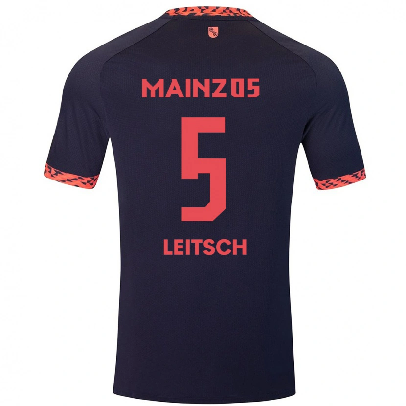 Danxen Men Maxim Leitsch #5 Blue Coral Red Away Jersey 2024/25 T-Shirt