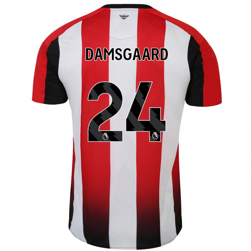 Danxen Kid Mikkel Damsgaard #24 Red White Home Jersey 2024/25 T-Shirt