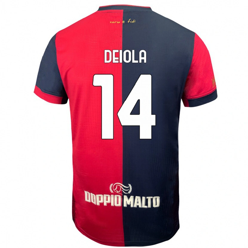 Danxen Kid Alessandro Deiola #14 Red Darker Blue Home Jersey 2024/25 T-Shirt