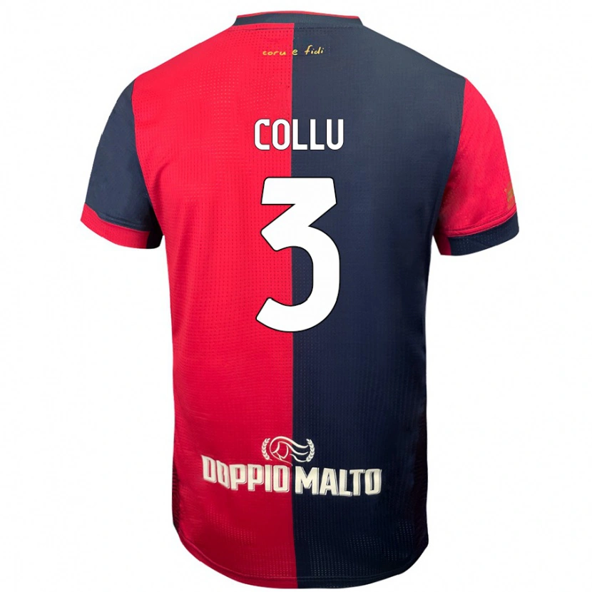 Danxen Kid Davide Collu #3 Red Darker Blue Home Jersey 2024/25 T-Shirt