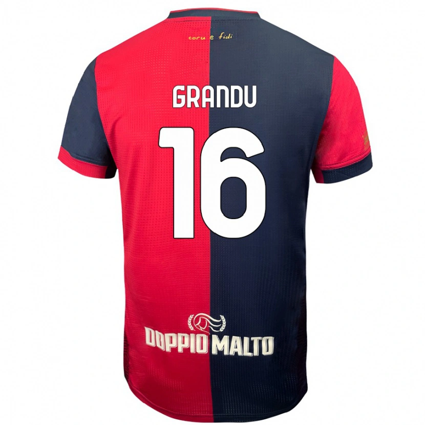 Danxen Kid Nicola Grandu #16 Red Darker Blue Home Jersey 2024/25 T-Shirt