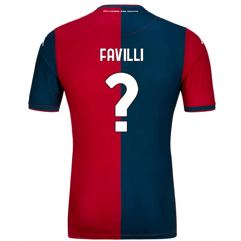 Danxen Kid Andrea Favilli #0 Red Dark Blue Home Jersey 2024/25 T-Shirt