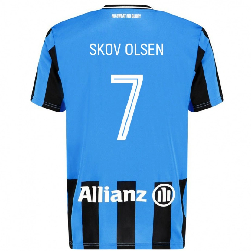 Danxen Kid Andreas Skov Olsen #7 Sky Blue Black Home Jersey 2024/25 T-Shirt