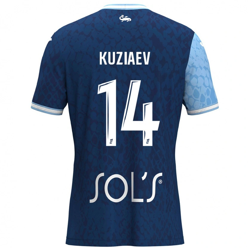 Danxen Kid Daler Kuzyaev #14 Sky Blue Dark Blue Home Jersey 2024/25 T-Shirt