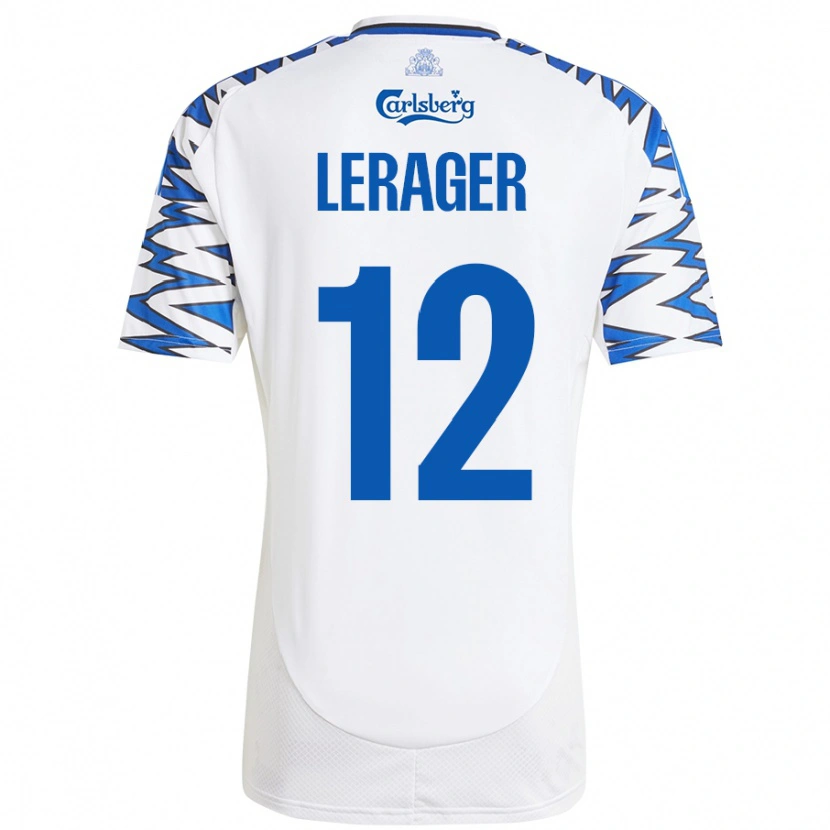 Danxen Kid Lukas Lerager #12 White Sky Blue Home Jersey 2024/25 T-Shirt