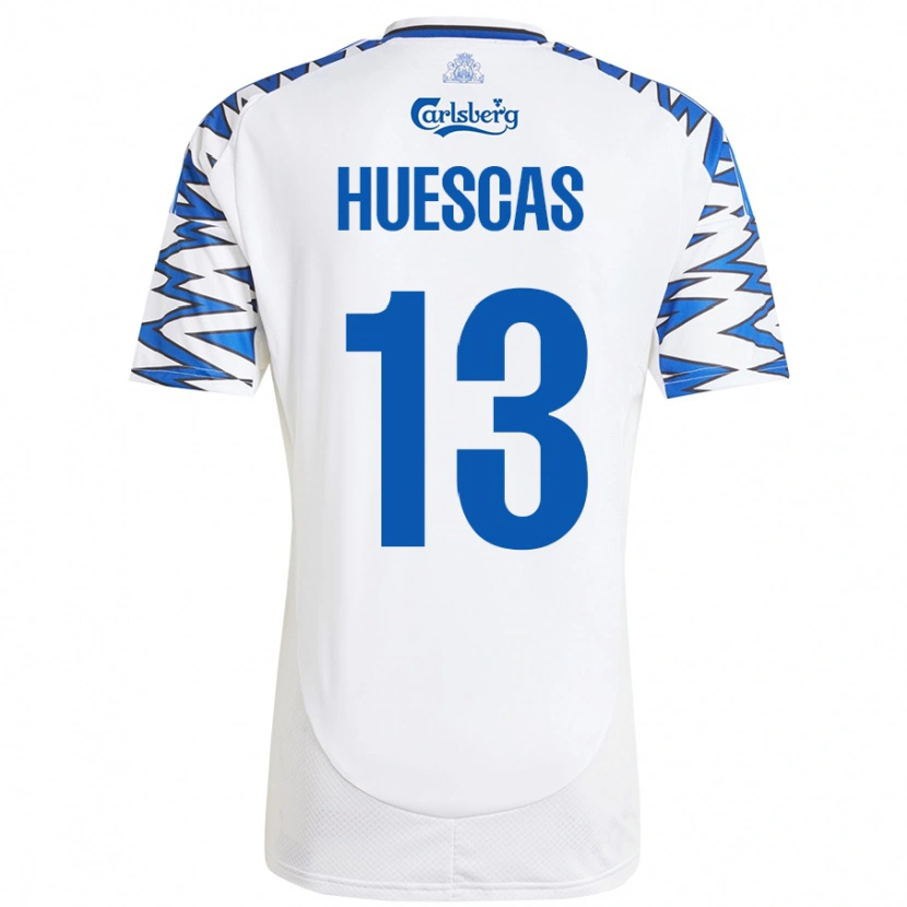 Danxen Kid Rodrigo Huescas #13 White Sky Blue Home Jersey 2024/25 T-Shirt