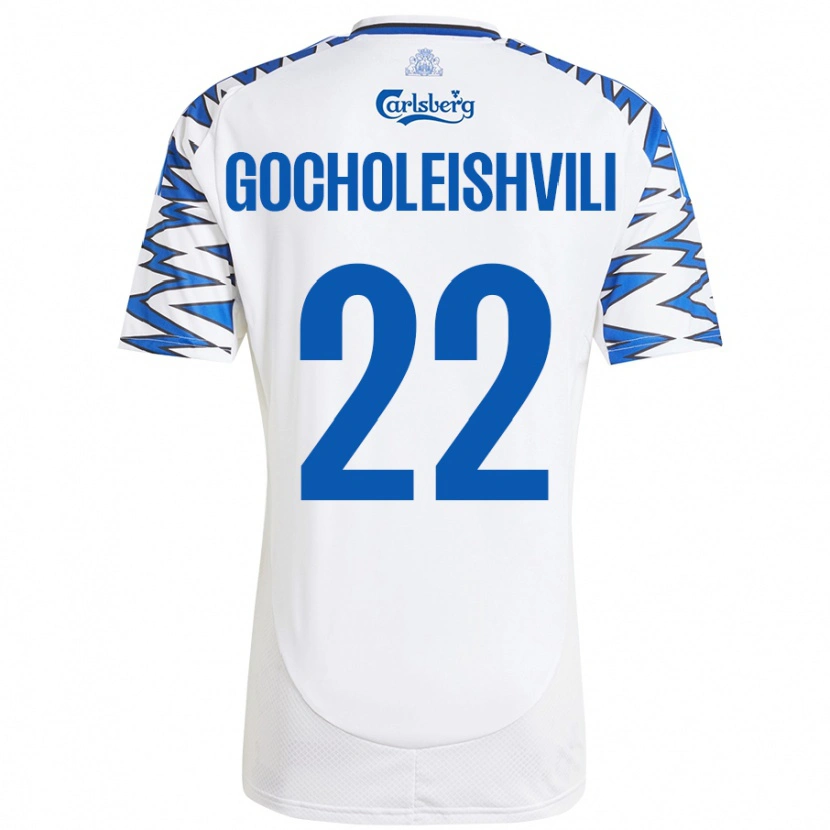 Danxen Kid Giorgi Gocholeishvili #22 White Sky Blue Home Jersey 2024/25 T-Shirt