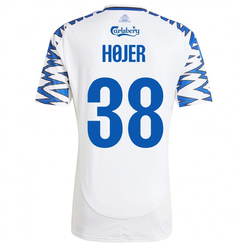 Danxen Kid Oliver Højer #38 White Sky Blue Home Jersey 2024/25 T-Shirt